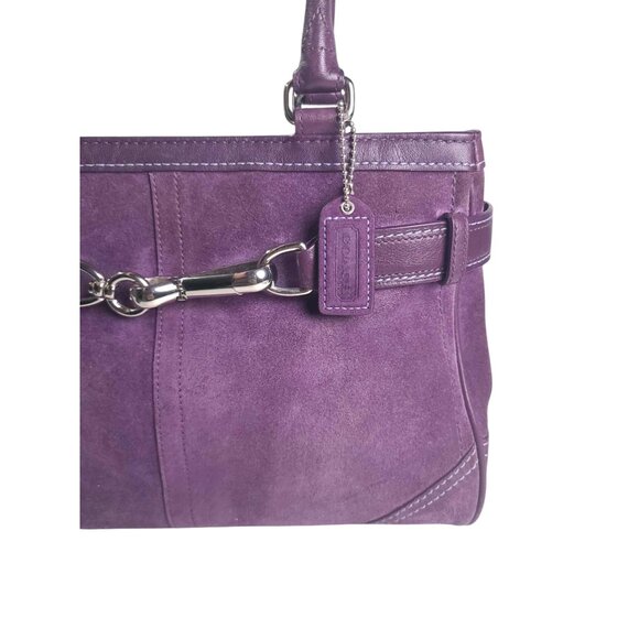 Vintage COACH Y2K Purple Suede Satchel with Wristlet - Picture 3 of 13